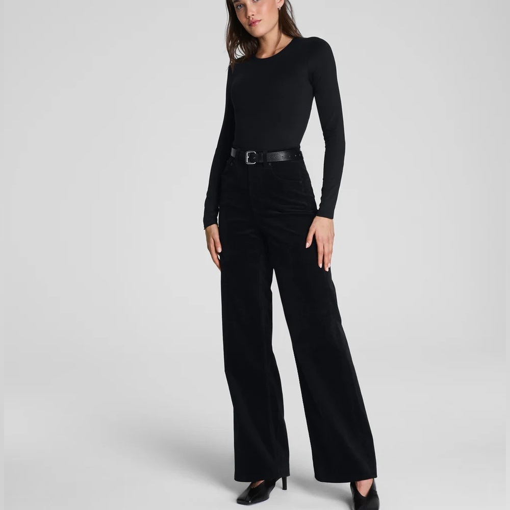 SPANX Black Wide Leg Flare Jeans